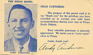 Bison Hotel postcard. 