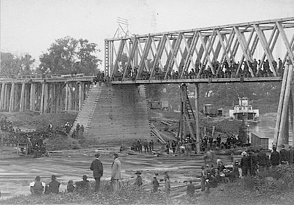 NP railroad bridge construction. 