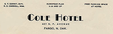 Cole Hotel letterhead. 