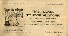 Fargo House Hotel business card. 