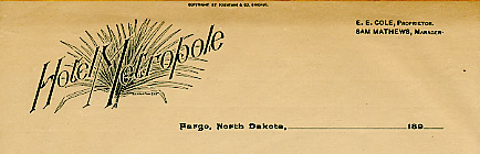 Metropole Hotel letterhead. 