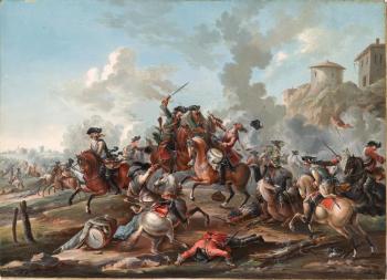 "Oetinger, F., Flourished 1785 Artist. European Cavalry Battle Scene, 1785. Courtesy of Library of Congress."