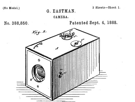 "Patent for a camera by George Kodak, 1888"
